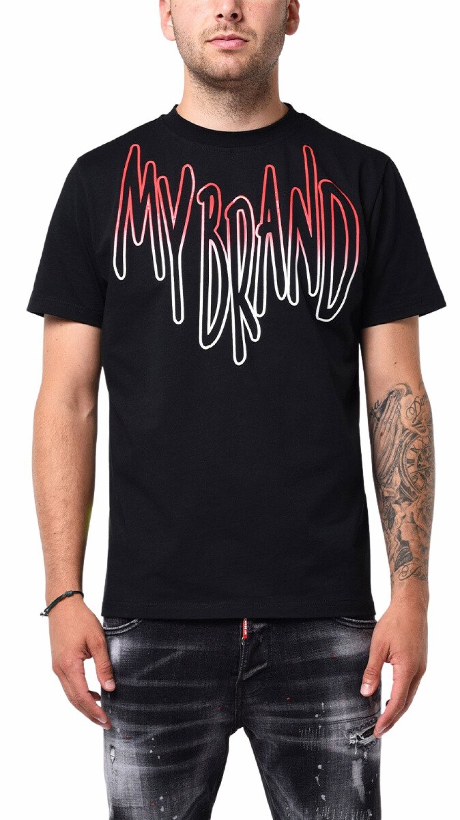 Men My Brand T-Shirts | Mb Logo True Red Gradient Tshirt