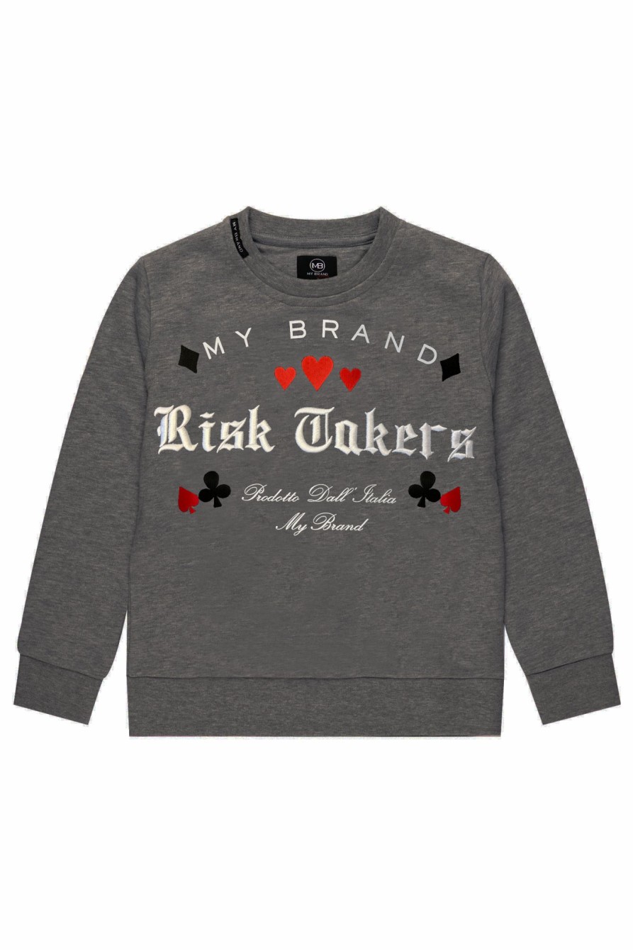 Junior My Brand Sweaters | Takers Risk Cards Sweater Grey